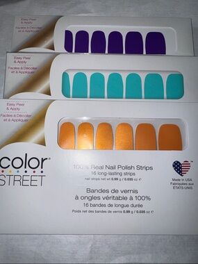 Color Street Nail Polish Strips supercharged wicked cool nourish the need 3 set